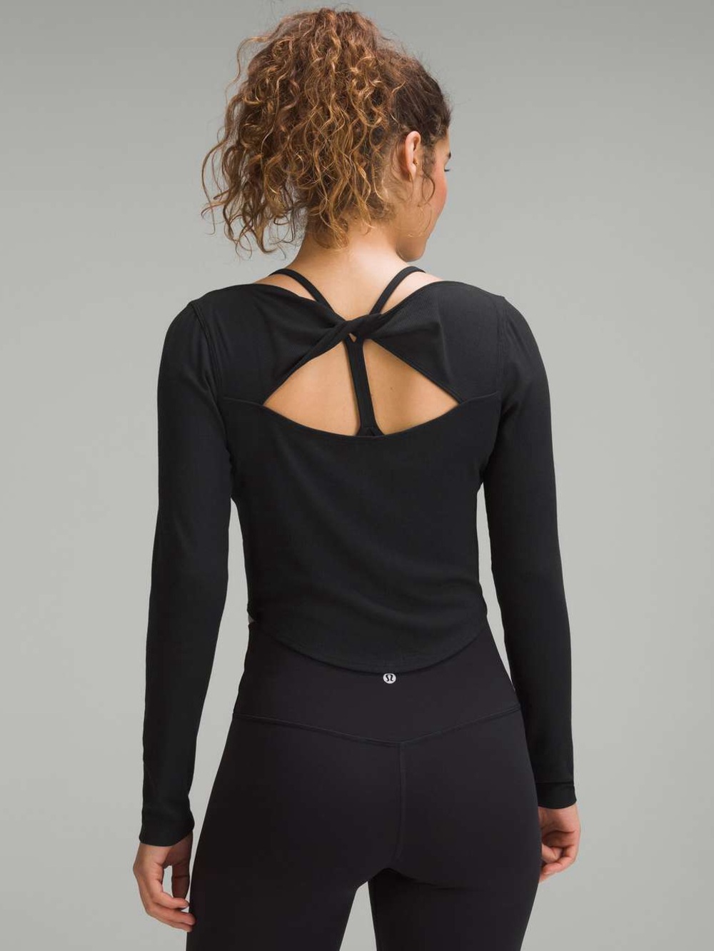 Lululemon Modal Silk Twist-Back Yoga Long-Sleeve Shirt in Black Size 12/L